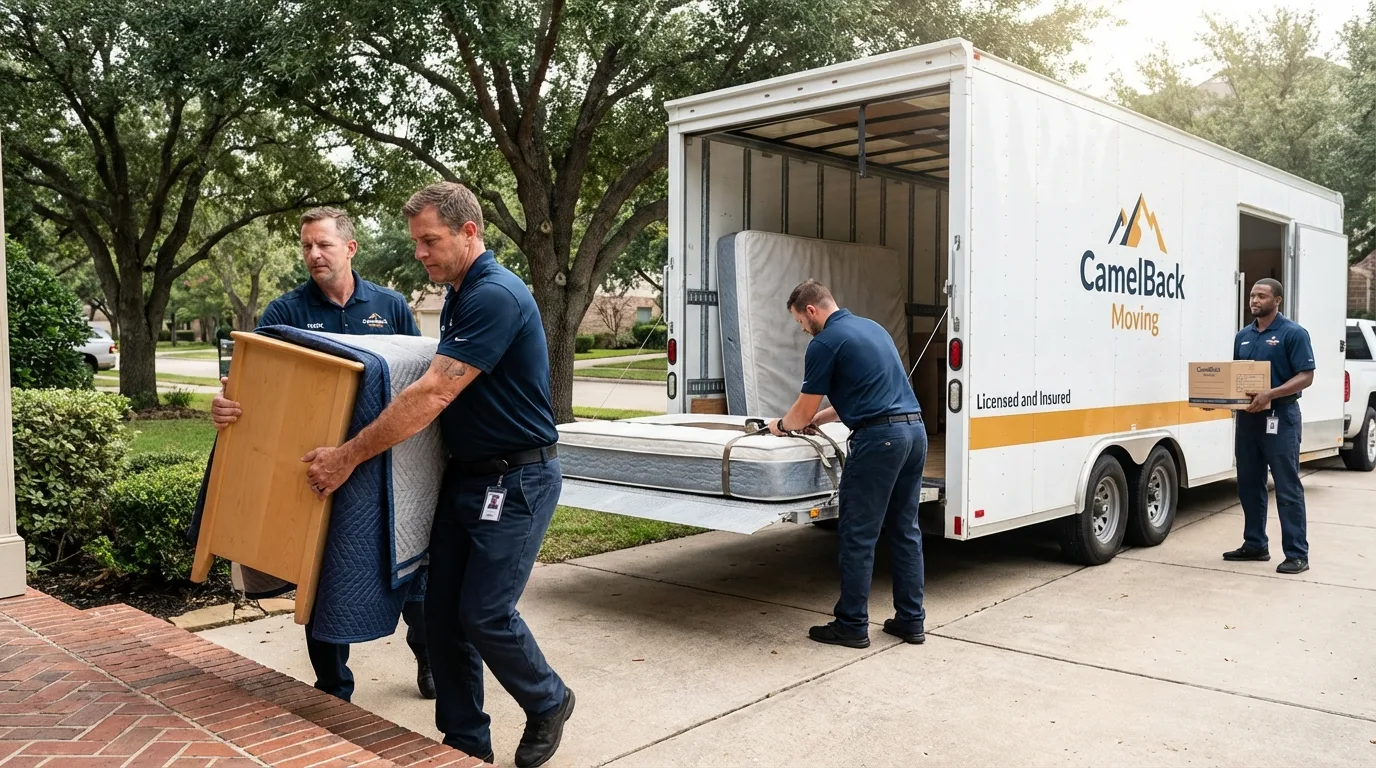 Crew loading residential truck for cross-state move from Waycross, GA