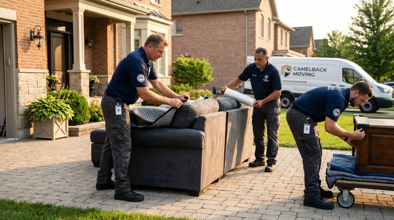 Large estate moving crew wrapping furniture in Waycross, GA